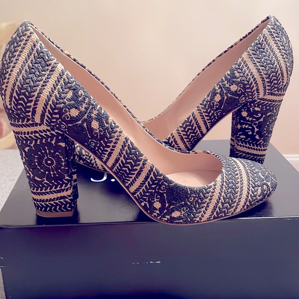 J. Crew Black Stamped Pumps